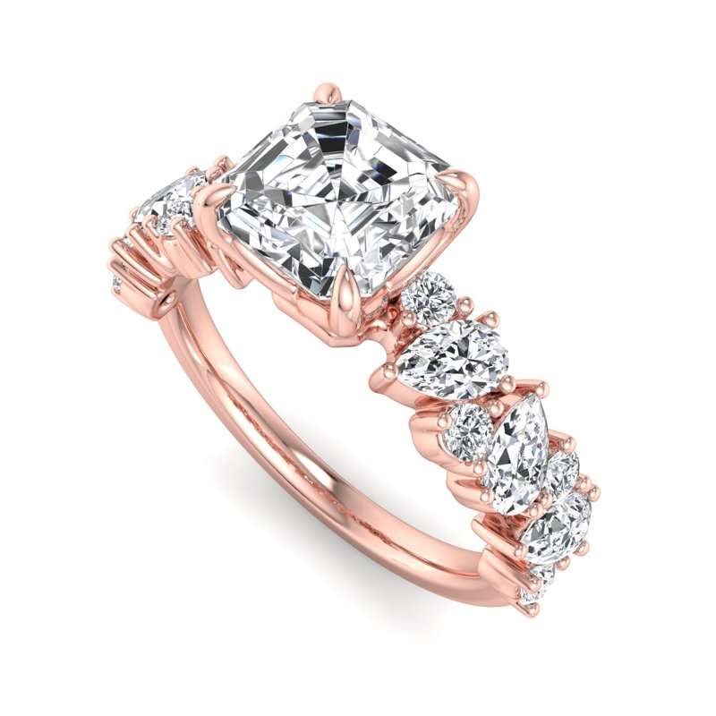 Rose Gold Brielle (3/4ctw) & 1ct Asscher Lab Grown Diamond Center