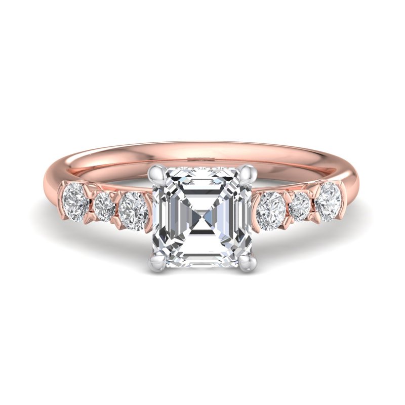 Rose Gold Ava Round Hidden & 1ct Asscher Lab Grown Diamond Center