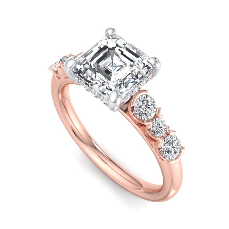 Rose Gold Ava Round Hidden & 1ct Asscher Lab Grown Diamond Center