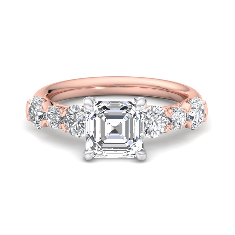 Rose Gold Alina (5/8ctw) & 1ct Asscher Lab Grown Diamond Center