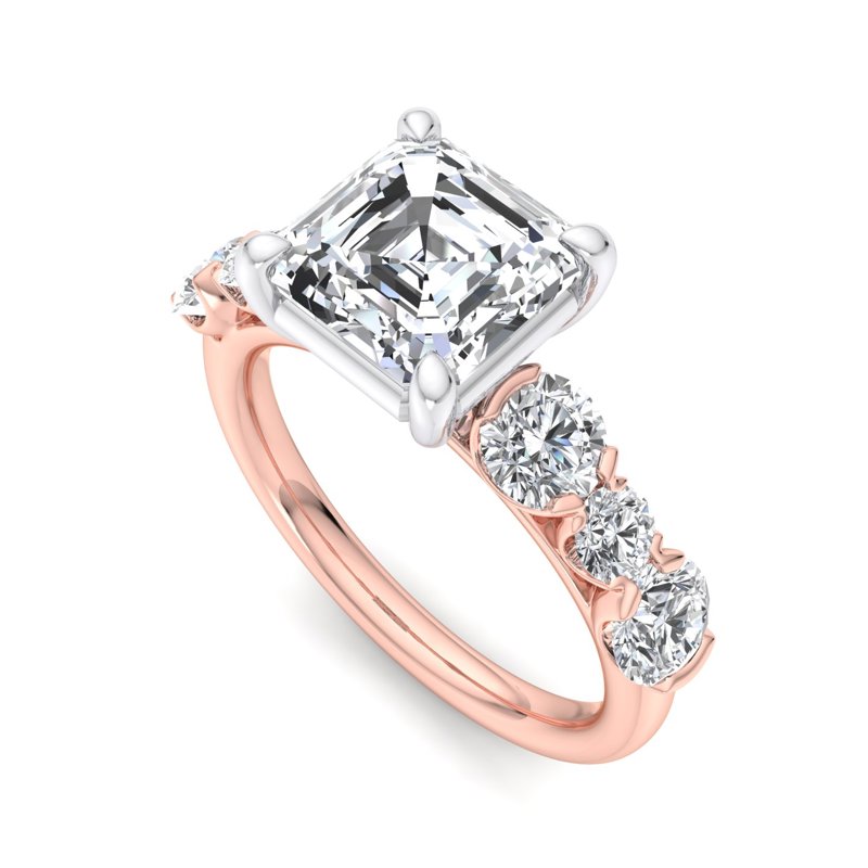 Rose Gold Alina (5/8ctw) & 1ct Asscher Lab Grown Diamond Center