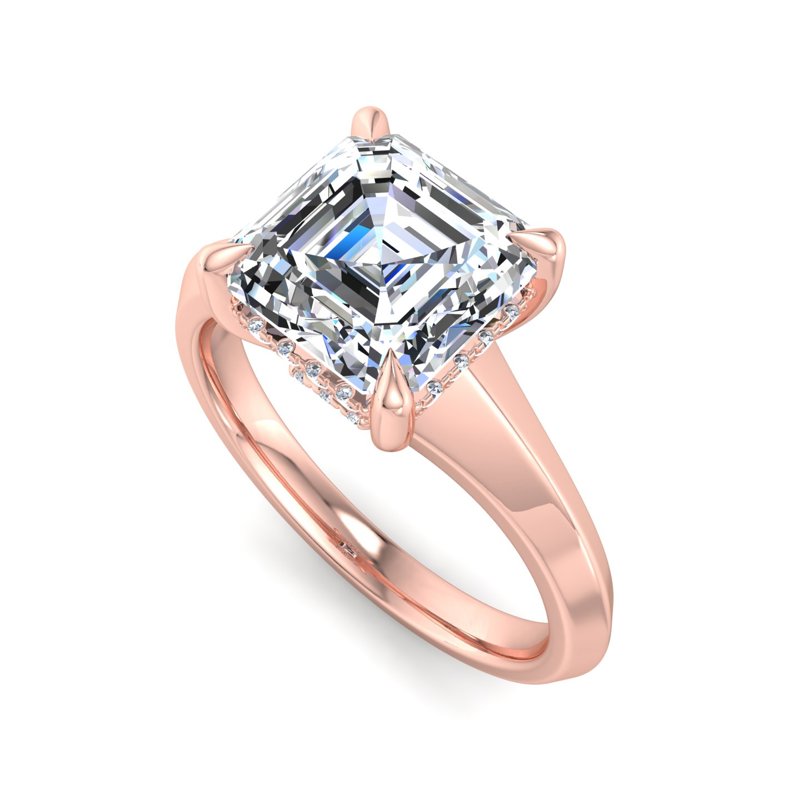 Rose Gold Ada Modern Hidden & 1ct Asscher Lab Grown Diamond Center