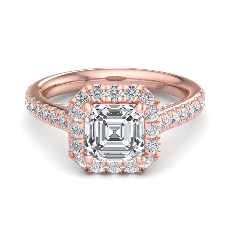 Rose Gold Atia Couture Summit Halo (9/10ctw) & 1ct Asscher Center