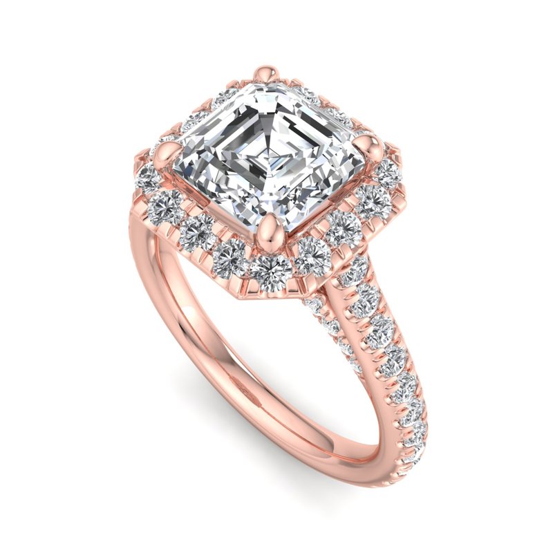 Rose Gold Atia Couture Summit Halo (9/10ctw) & 1ct Asscher Center