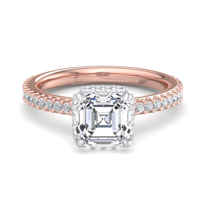 Rose Gold Atia Couture Luxe Hidden (3/8ctw) & 1ct Asscher Center