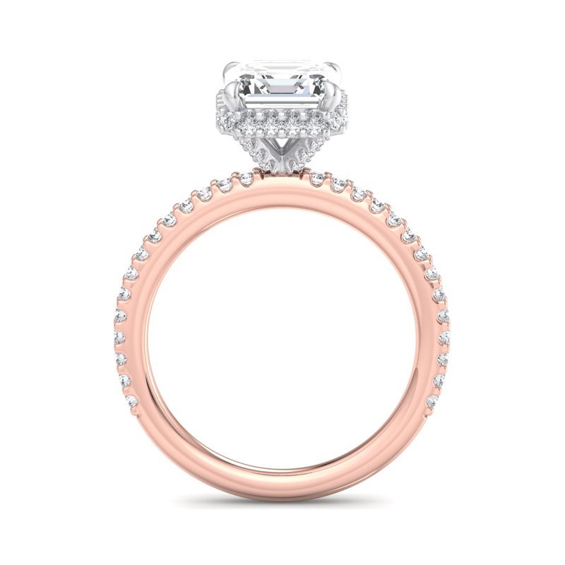 Rose Gold Atia Couture Luxe Hidden (3/8ctw) & 1ct Asscher Center