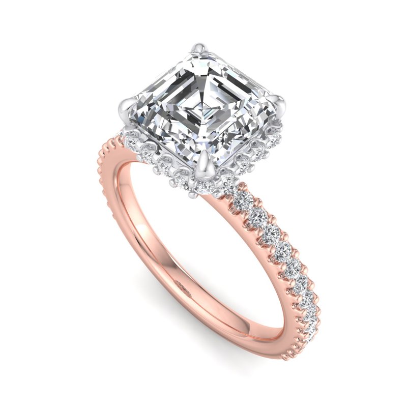 Rose Gold Atia Couture Luxe Hidden (3/8ctw) & 1ct Asscher Center