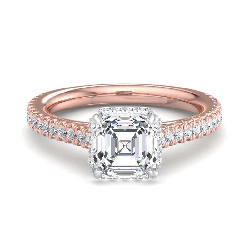 Rose Gold Atia Couture Summit Hidden (3/8ctw) & 1ct Asscher Center