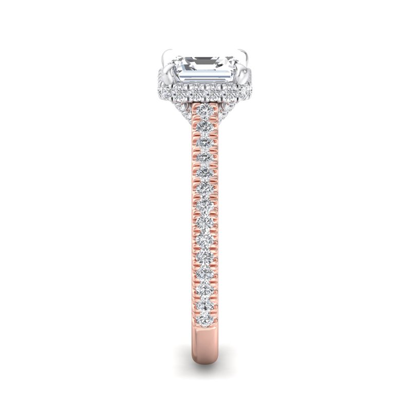 Rose Gold Atia Couture Summit Hidden (3/8ctw) & 1ct Asscher Center