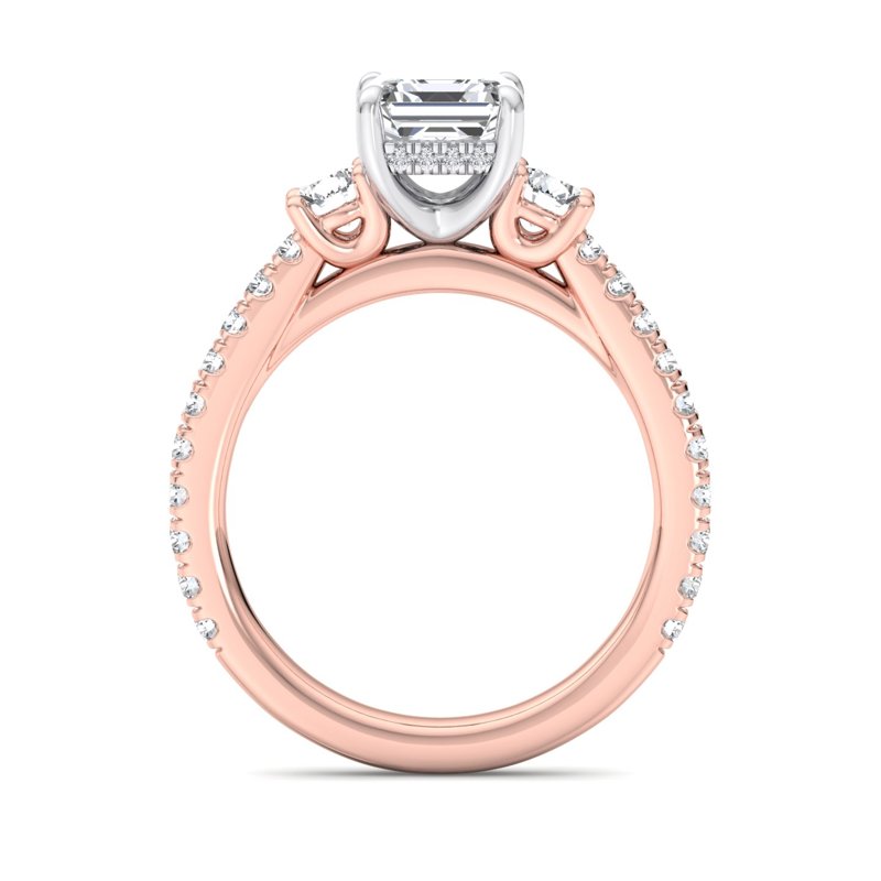 Rose Gold Grand Trinity (3/4ctw) & 1ct Asscher Center