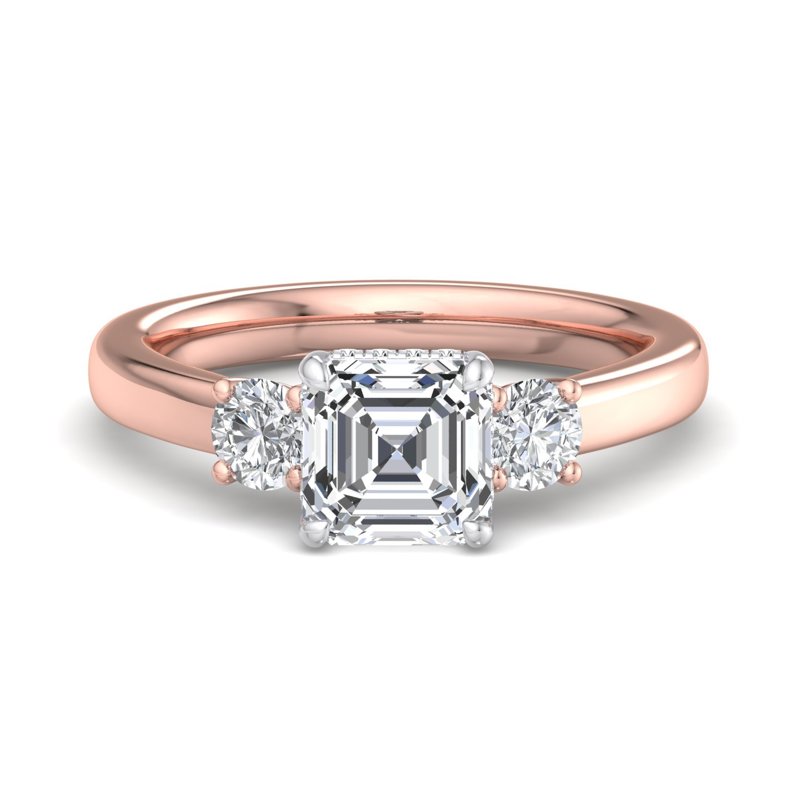 Rose Gold Trinity Hidden (1/3ctw) & 1ct Asscher Center