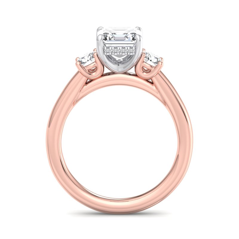 Rose Gold Trinity Hidden (1/3ctw) & 1ct Asscher Center