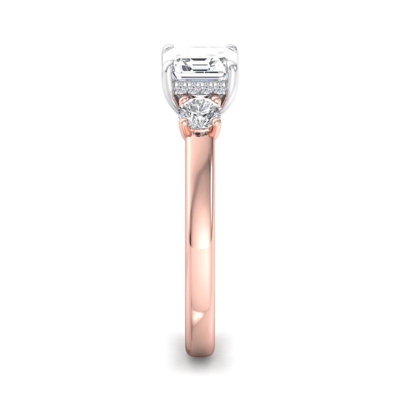 Rose Gold Trinity Hidden (1/3ctw) & 1ct Asscher Center