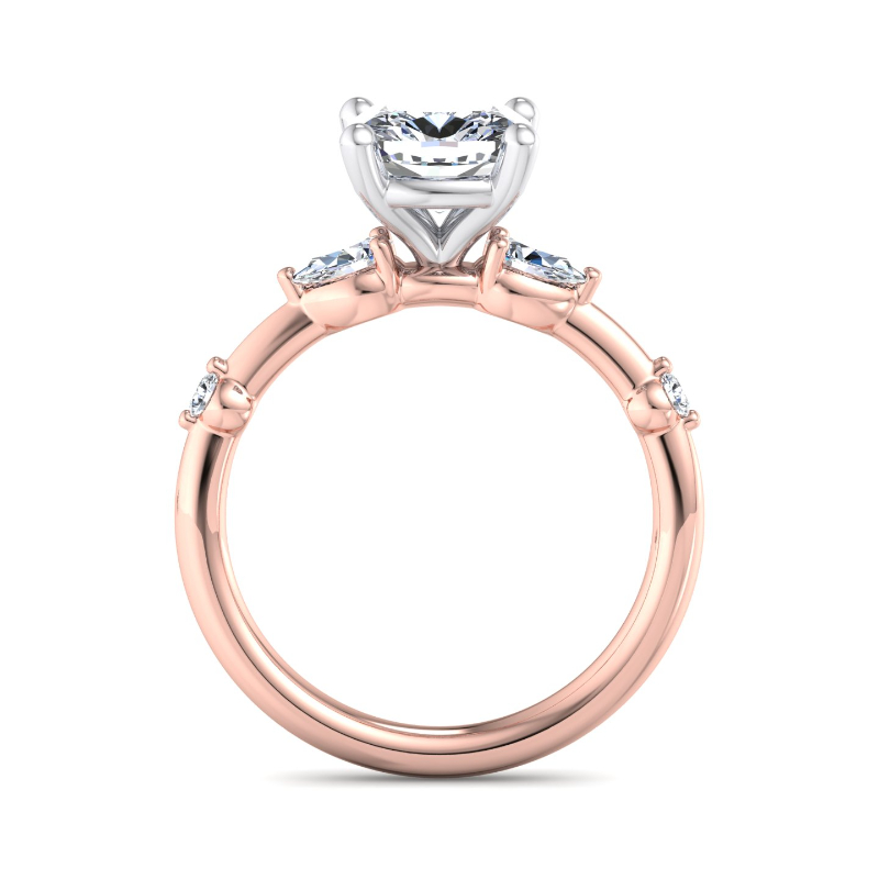 Rose Gold Aimee Pear & Round (1/4ctw) & 1ct Cushion Lab Grown Diamond Center