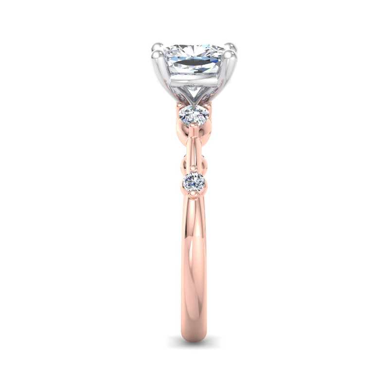 Rose Gold Aimee Pear & Round (1/4ctw) & 1ct Cushion Lab Grown Diamond Center