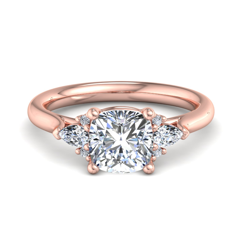 Rose Gold Analia Pear & Round (1/4ctw) & 1ct Cushion Lab Grown Diamond Center