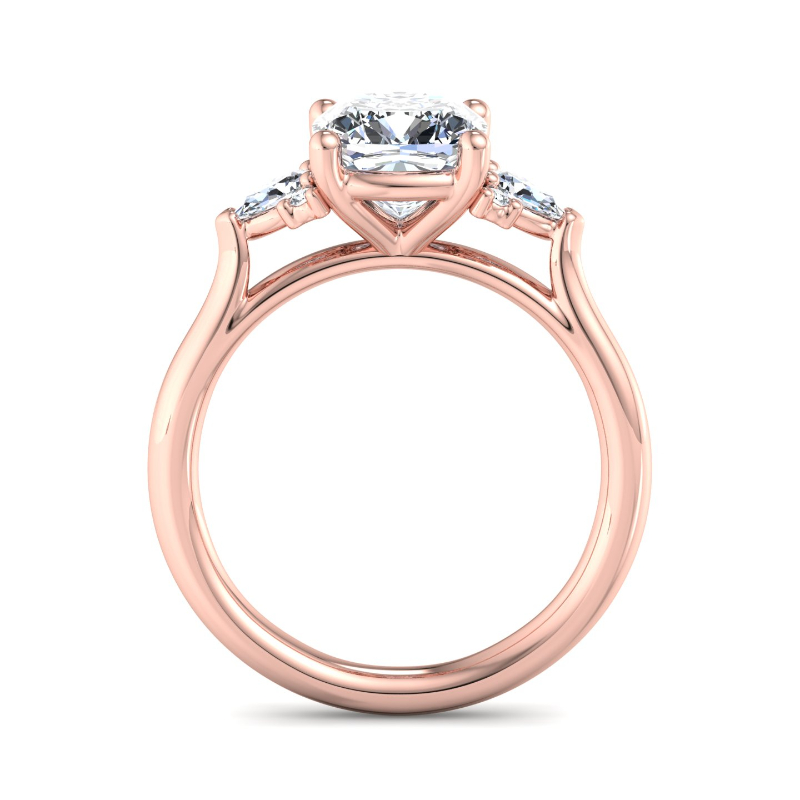 Rose Gold Analia Pear & Round (1/4ctw) & 1ct Cushion Lab Grown Diamond Center