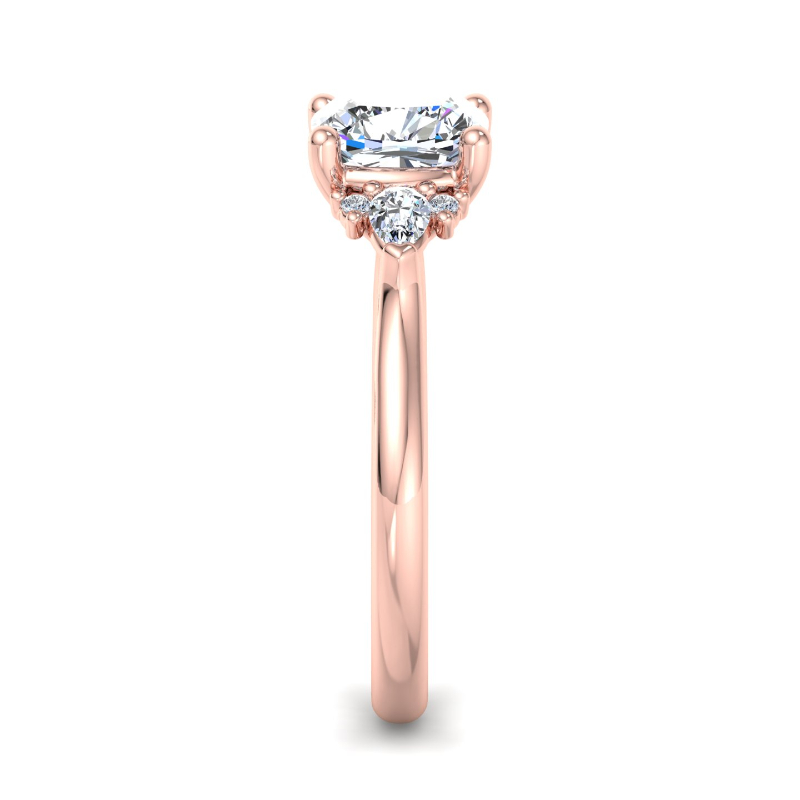 Rose Gold Analia Pear & Round (1/4ctw) & 1ct Cushion Lab Grown Diamond Center