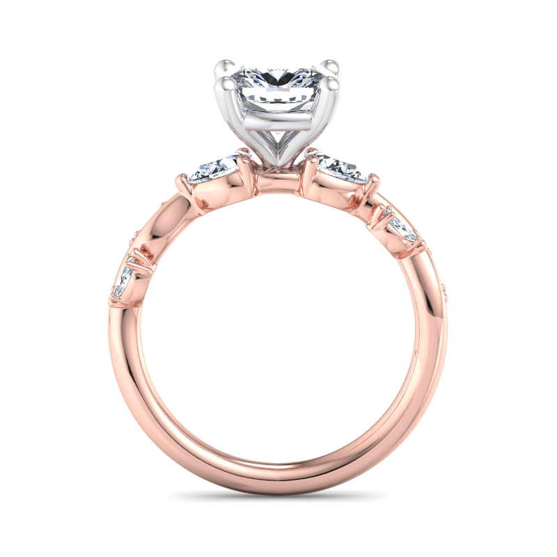 Rose Gold Antonella Pear & Marquise (3/8ctw) & 1ct Cushion Lab Grown Diamond Center