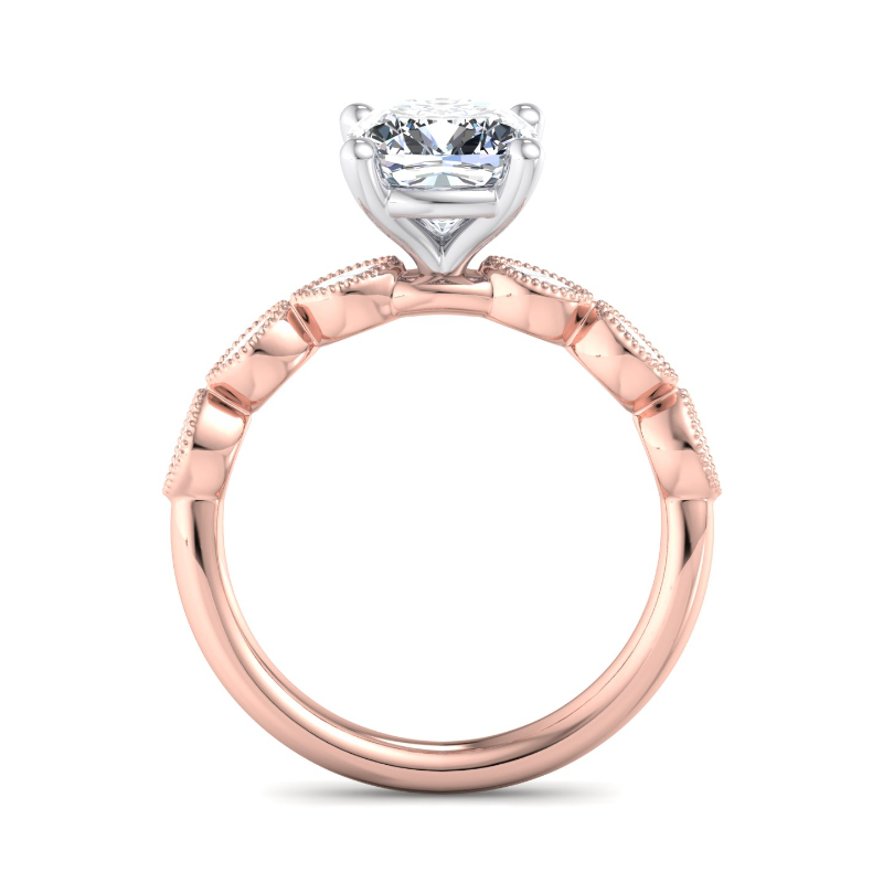 Rose Gold Camille (1/3ctw) & 1ct Cushion Lab Grown Diamond Center