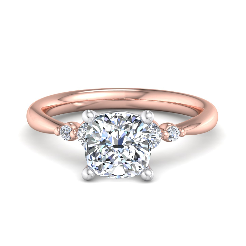 Rose Gold Classic Five Stone (1/4ctw) & 1ct Cushion Lab Grown Diamond Center