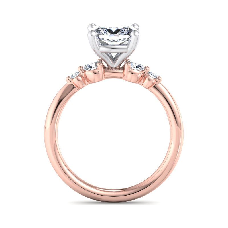 Rose Gold Classic Five Stone (1/4ctw) & 1ct Cushion Lab Grown Diamond Center