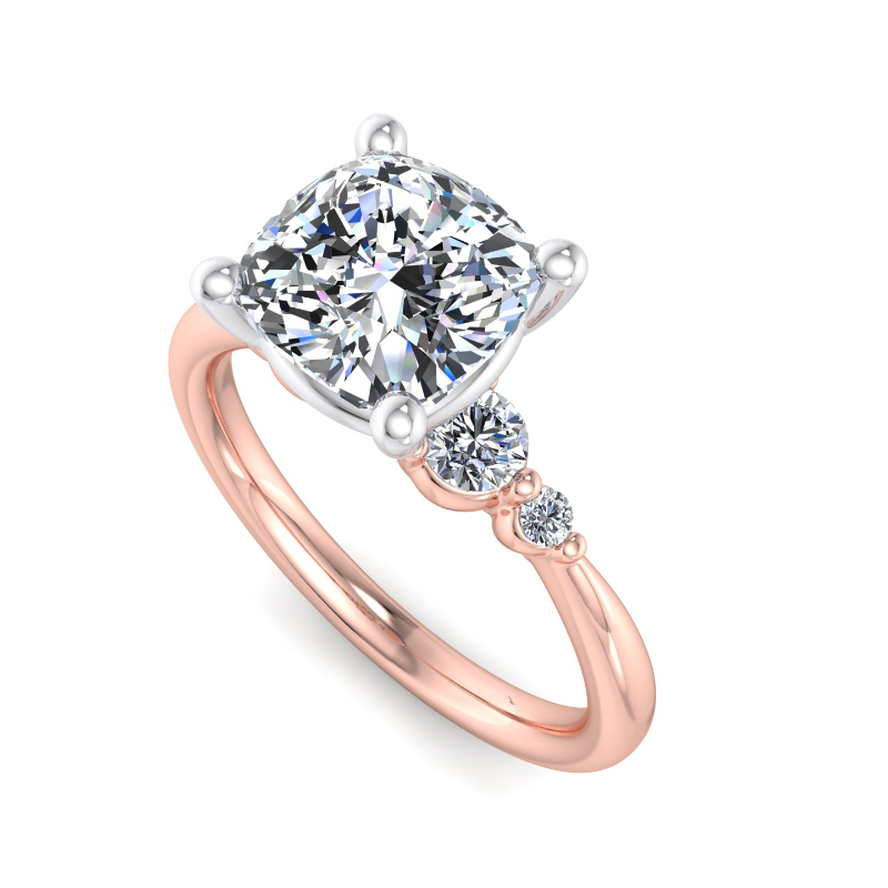 Rose Gold Classic Five Stone (1/4ctw) & 1ct Cushion Lab Grown Diamond Center