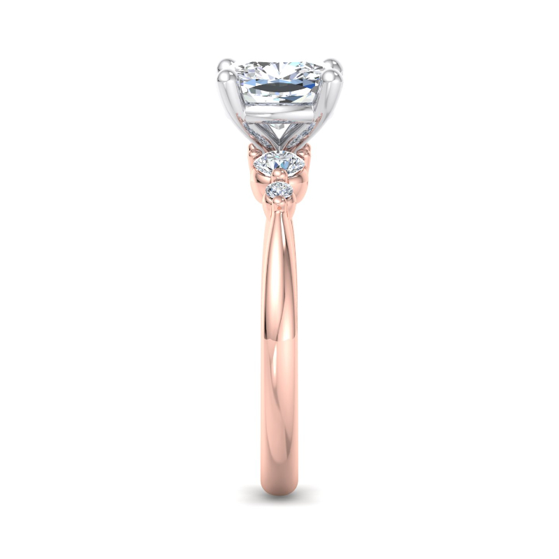 Rose Gold Classic Five Stone (1/4ctw) & 1ct Cushion Lab Grown Diamond Center
