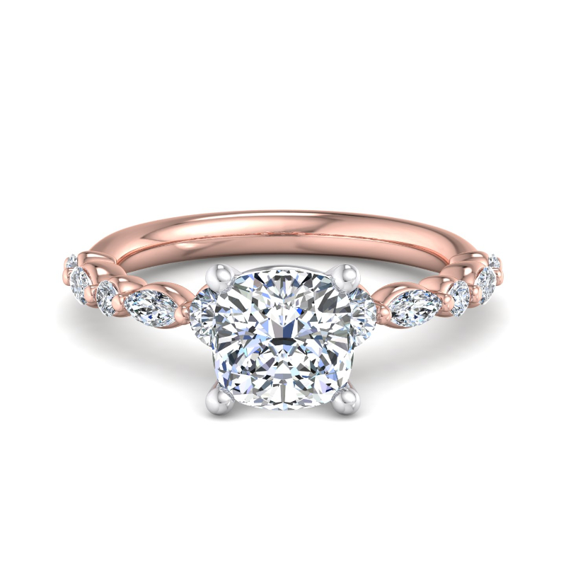 Rose Gold Fiona Marquise & Round (1/2ctw) & 1ct Cushion Lab Grown Diamond Center