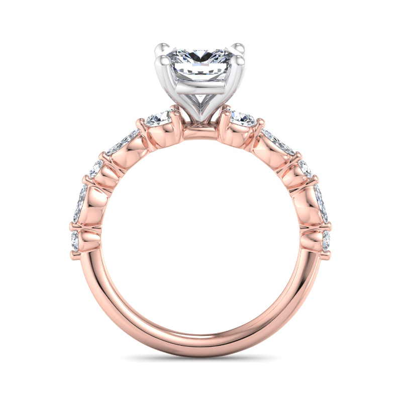 Rose Gold Fiona Marquise & Round (1/2ctw) & 1ct Cushion Lab Grown Diamond Center