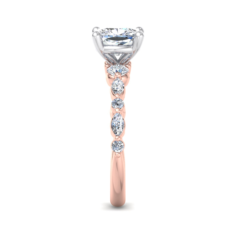 Rose Gold Fiona Marquise & Round (1/2ctw) & 1ct Cushion Lab Grown Diamond Center