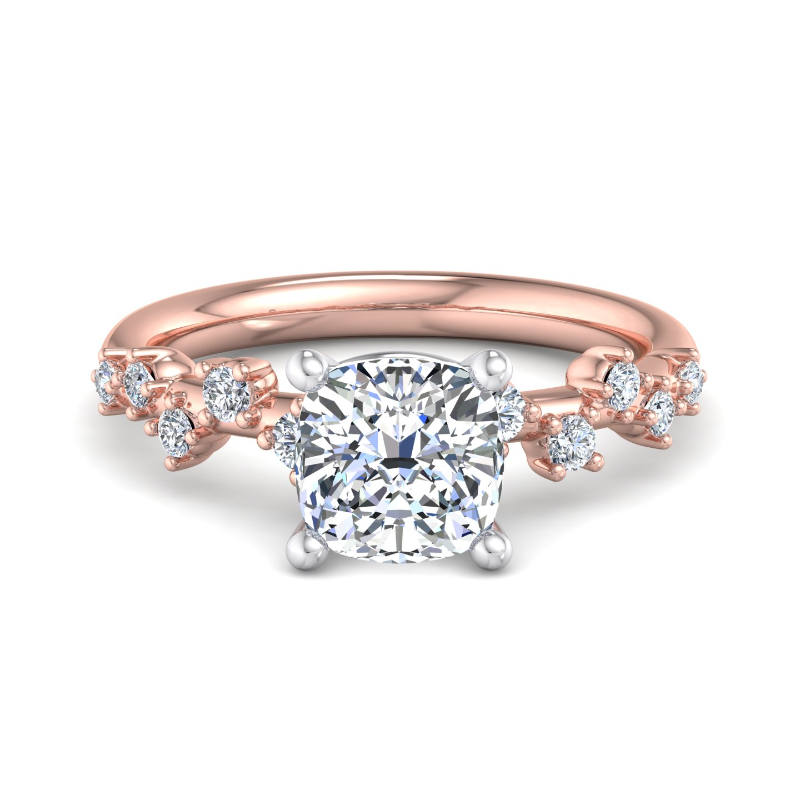 Rose Gold Jasmine & 1ct Cushion Lab Grown Diamond Center