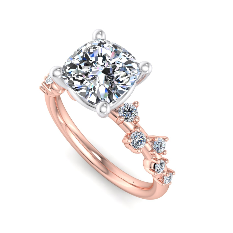 Rose Gold Jasmine & 1ct Cushion Lab Grown Diamond Center