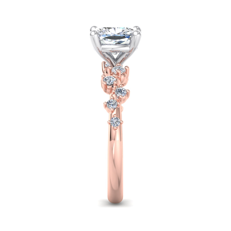 Rose Gold Jasmine & 1ct Cushion Lab Grown Diamond Center