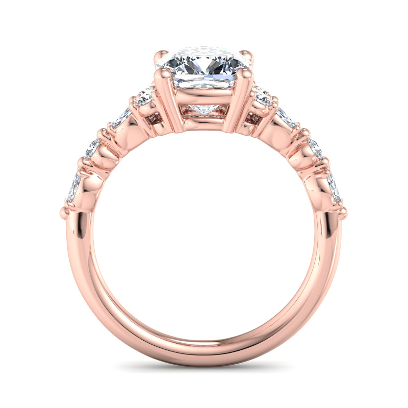 Rose Gold Leora Marquise & Round (3/8ctw) & 1ct Cushion Lab Grown Diamond Center