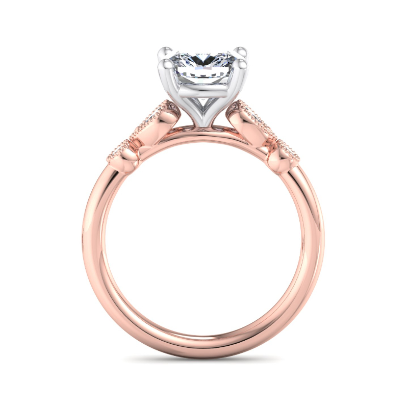 Rose Gold Lily Pear & Round & 1ct Cushion Lab Grown Diamond Center