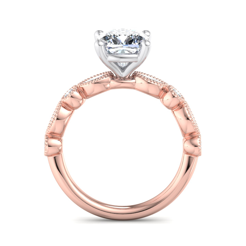 Rose Gold Luxury Lace (1/2ctw) & 1ct Cushion Lab Grown Diamond Center