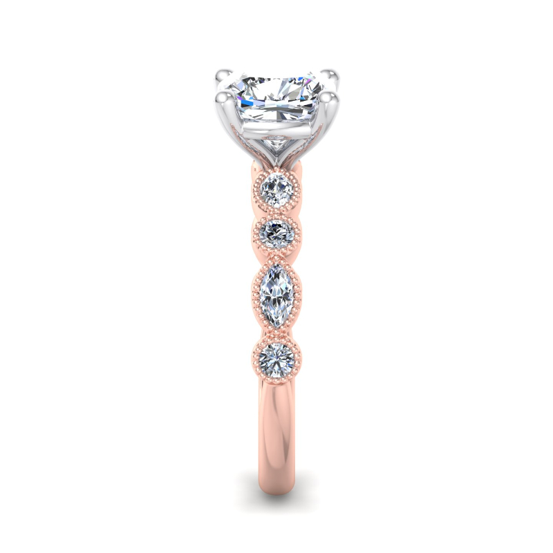 Rose Gold Luxury Lace (1/2ctw) & 1ct Cushion Lab Grown Diamond Center