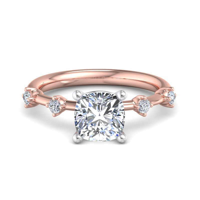 Rose Gold Mini Demi (1/10ctw) & 1ct Cushion Lab Grown Diamond Center