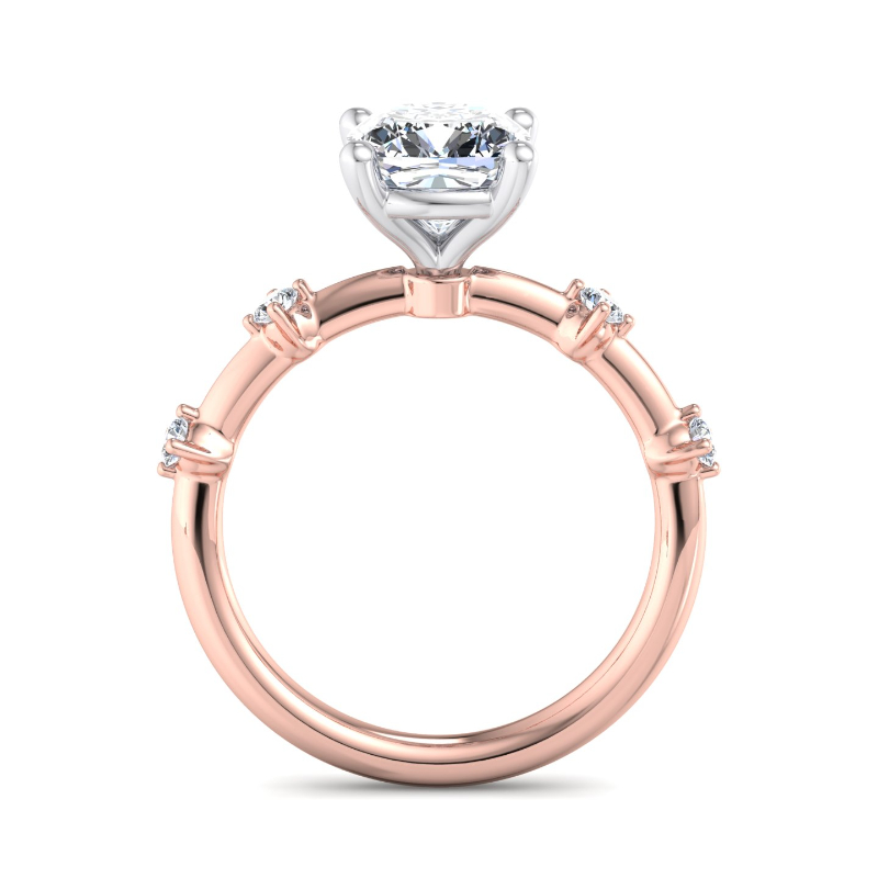 Rose Gold Mini Demi (1/10ctw) & 1ct Cushion Lab Grown Diamond Center