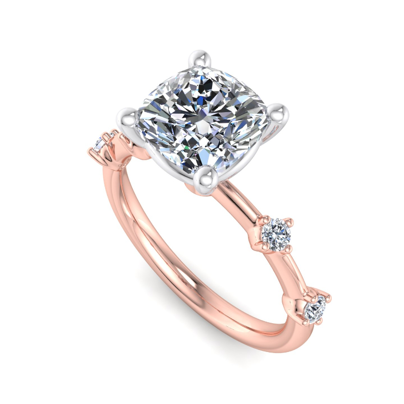 Rose Gold Mini Demi (1/10ctw) & 1ct Cushion Lab Grown Diamond Center