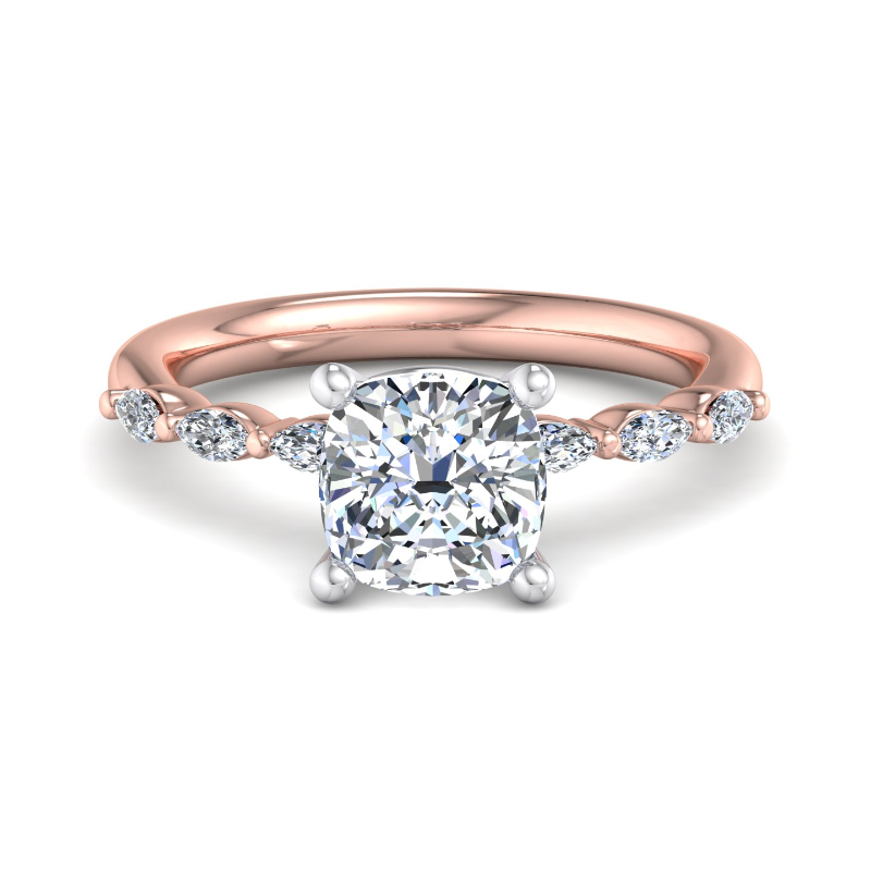 Rose Gold Mini Eliana Marquise (1/4ctw) & 1ct Cushion Lab Grown Diamond Center