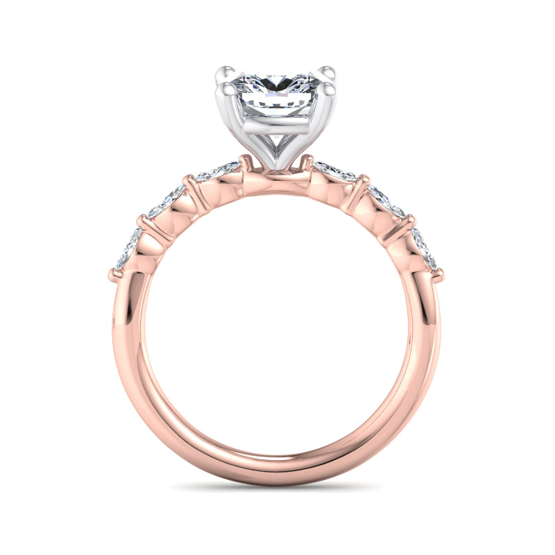 Rose Gold Mini Eliana Marquise (1/4ctw) & 1ct Cushion Lab Grown Diamond Center