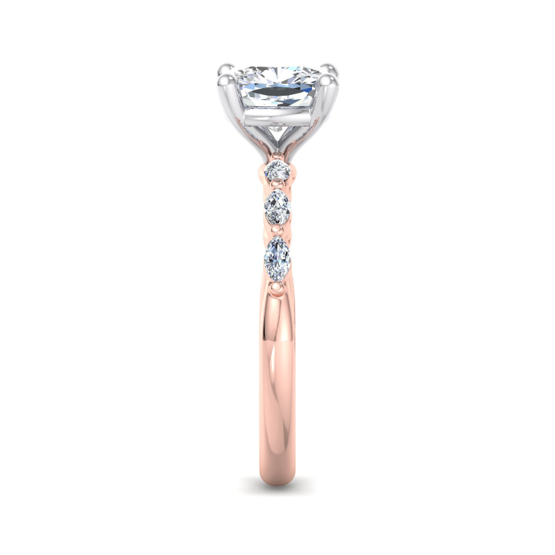 Rose Gold Mini Eliana Marquise (1/4ctw) & 1ct Cushion Lab Grown Diamond Center