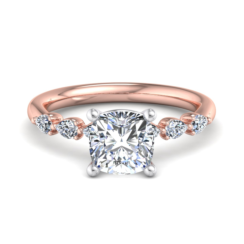 Rose Gold Mini Eliana Pear (1/3ctw) & 1ct Cushion Lab Grown Diamond Center