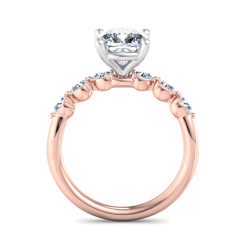 Rose Gold Mini Eliana Pear (1/3ctw) & 1ct Cushion Lab Grown Diamond Center