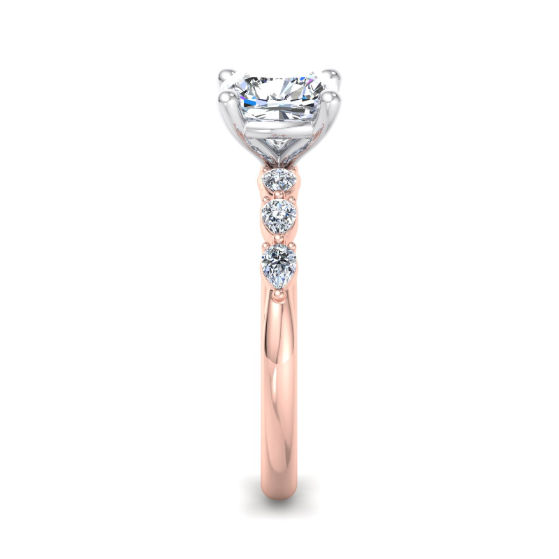 Rose Gold Mini Eliana Pear (1/3ctw) & 1ct Cushion Lab Grown Diamond Center