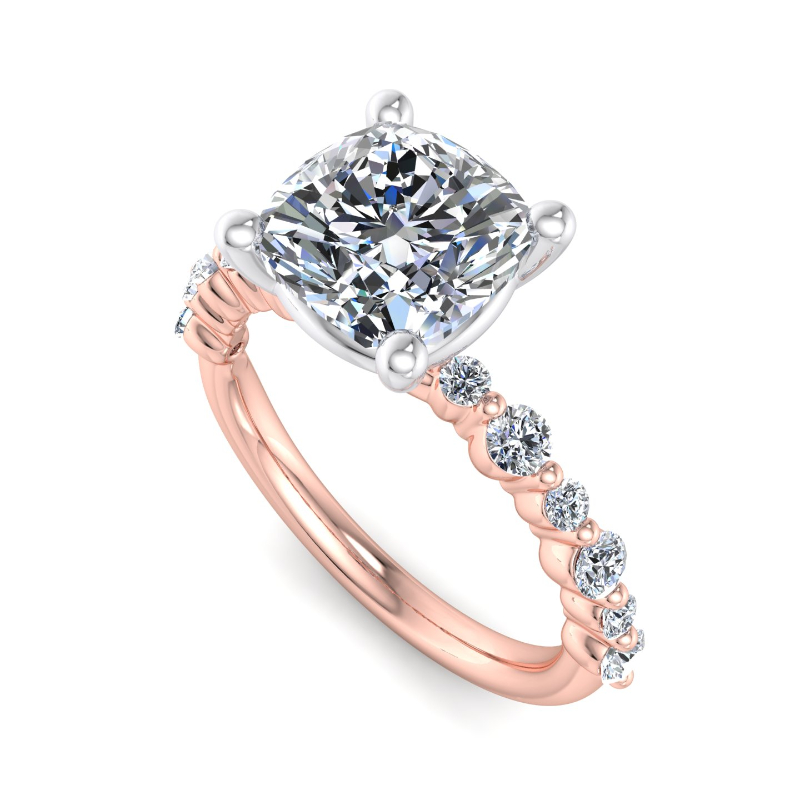 Rose Gold Mini Lina (1/4ctw) & 1ct Cushion Lab Grown Diamond Center