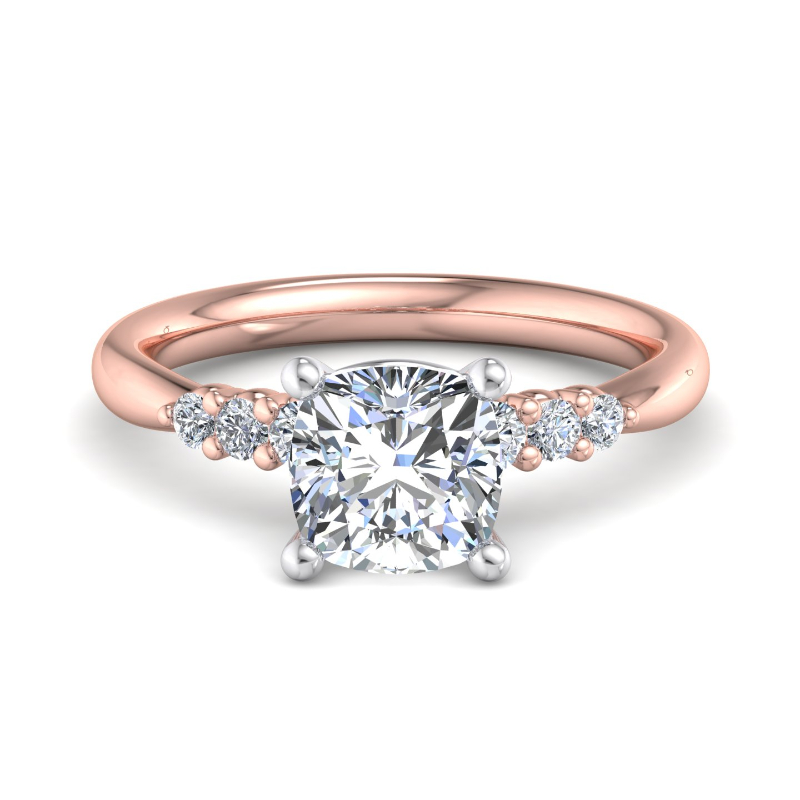 Rose Gold Mini Seven Stone (1/5ctw) & 1ct Cushion Lab Grown Diamond Center