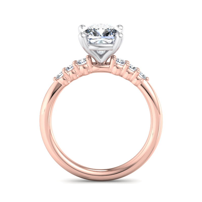 Rose Gold Mini Seven Stone (1/5ctw) & 1ct Cushion Lab Grown Diamond Center